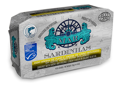 Sardinhas em Azeite Virgem Extra Biológico com Aroma de Fumo e Limão - 120g
