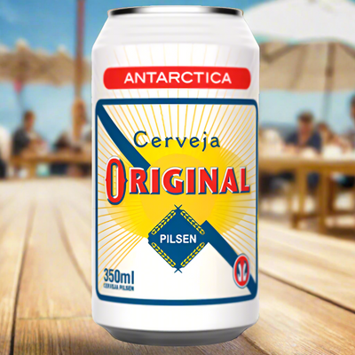 Antarctica Cerveja Original beer can on a white background.