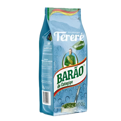 Bag of Terere Barao mate tea on a white background