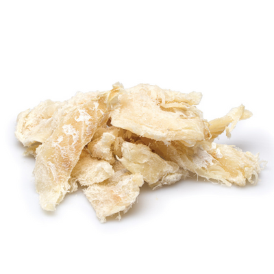 Trockener, zerkleinerter, gesalzener Kabeljau