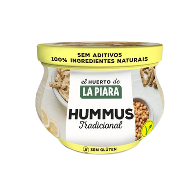 Jar of La Piana Hummus with a white background