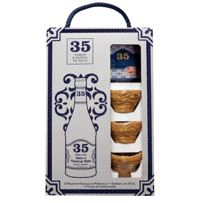 Pack Portugal Licor 35 com Chocolates & 3 Copos Faiança