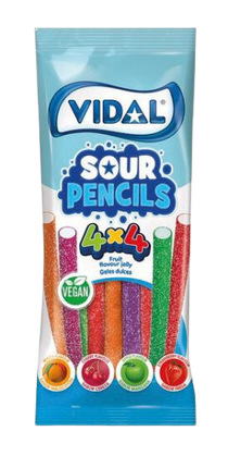 Sour Pencils Assorted Gummies 4x4 - 90g