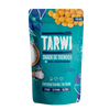 Teal snack package with yellow snacks and 'Tarwi' branding on a white background
