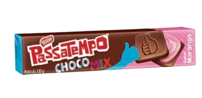 Passatempo Recheado Chocomix Morango - 130g