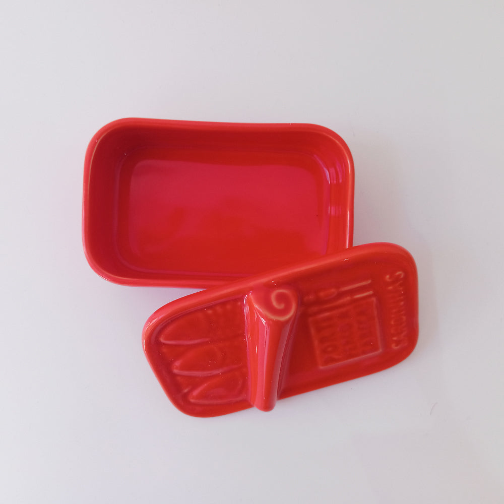 Handbemalte Keramik-Seifenbox – Sardinen