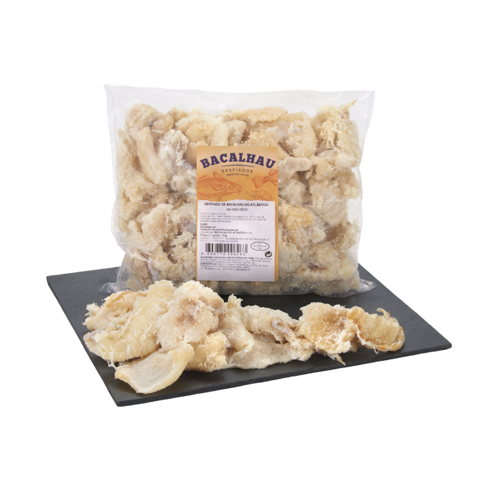 Gesalzener, trocken zerkleinerter Kabeljau vom Atlantik– 1 kg