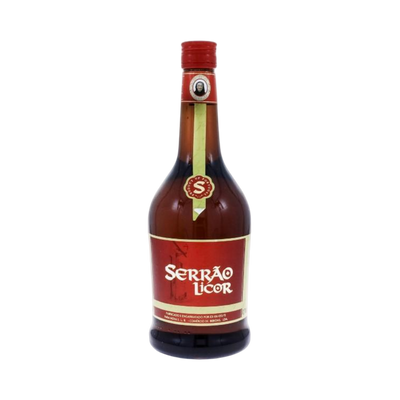 Bottle of Serrão Licor on a white background