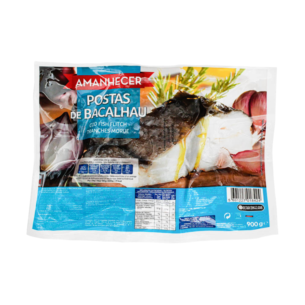 Entsalzte gefrorene Kabeljaufilets – 900 g 