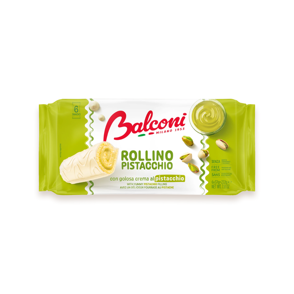 Balconi Rollino Pistacchio packaging on a white background