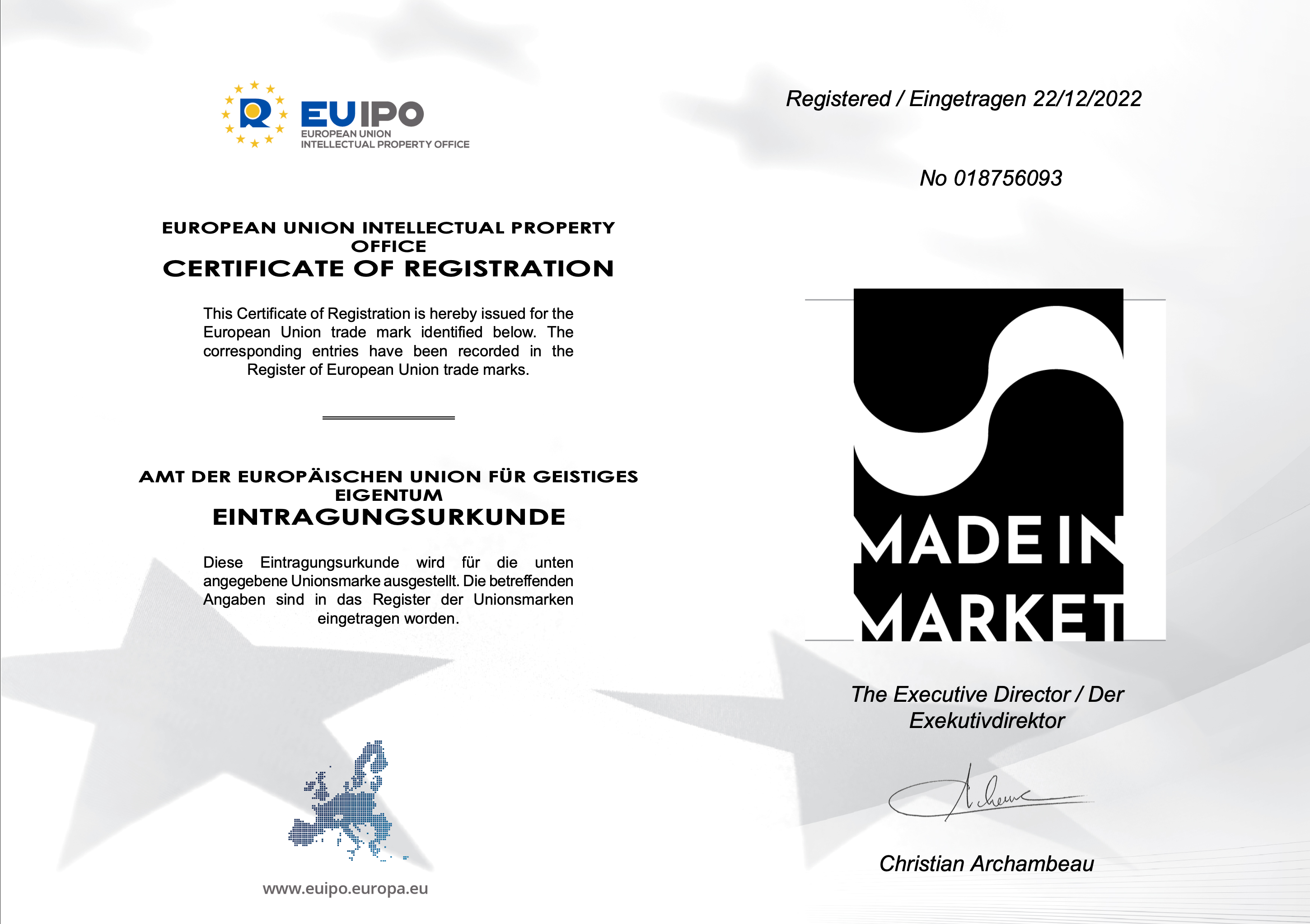 EUIPO Certificate Made in Market