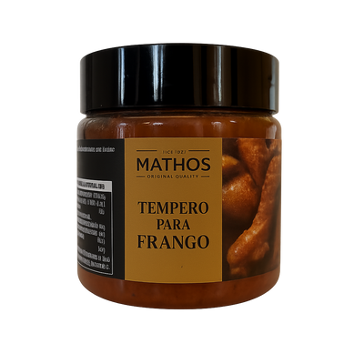 Jar of Mathos chicken seasoning on a white background