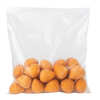 Bag of mini coxinhas on a white background.