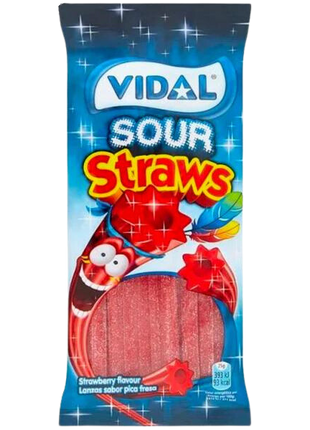 Sour Straws Erdbeer-Gummibonbons, sortiert – 90 g