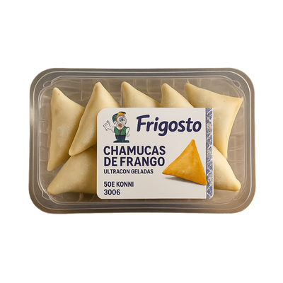 Packaged food items with Frigosto label on a white background