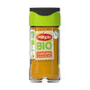 Jar of Margão Bio Curcuma spice on a white background