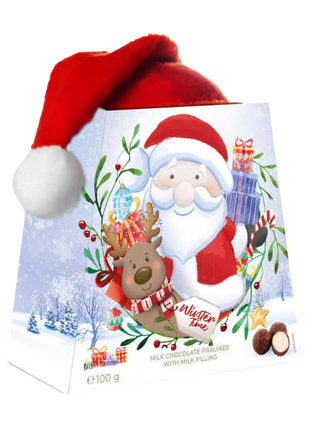 Schokoladenbonbons mit Weihnachtsmannmütze – 100 g