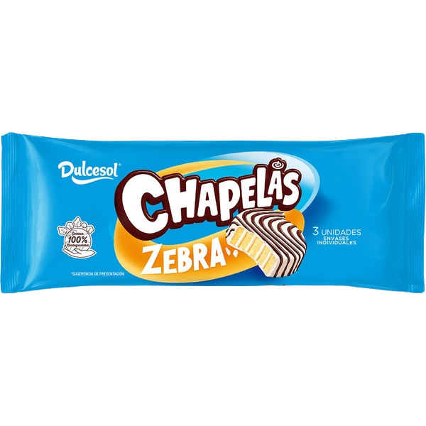 Chapelás Zebra candy package with blue background