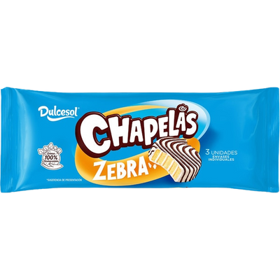 Chapelás Zebra candy package with blue background