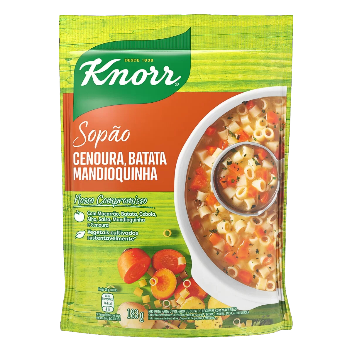 Makkaroni-, Karotten-, Kartoffel- und Manioksuppe – 183 g