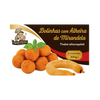 Packaging of Bolinhas com Alheira de Mirandela with product and brand details.