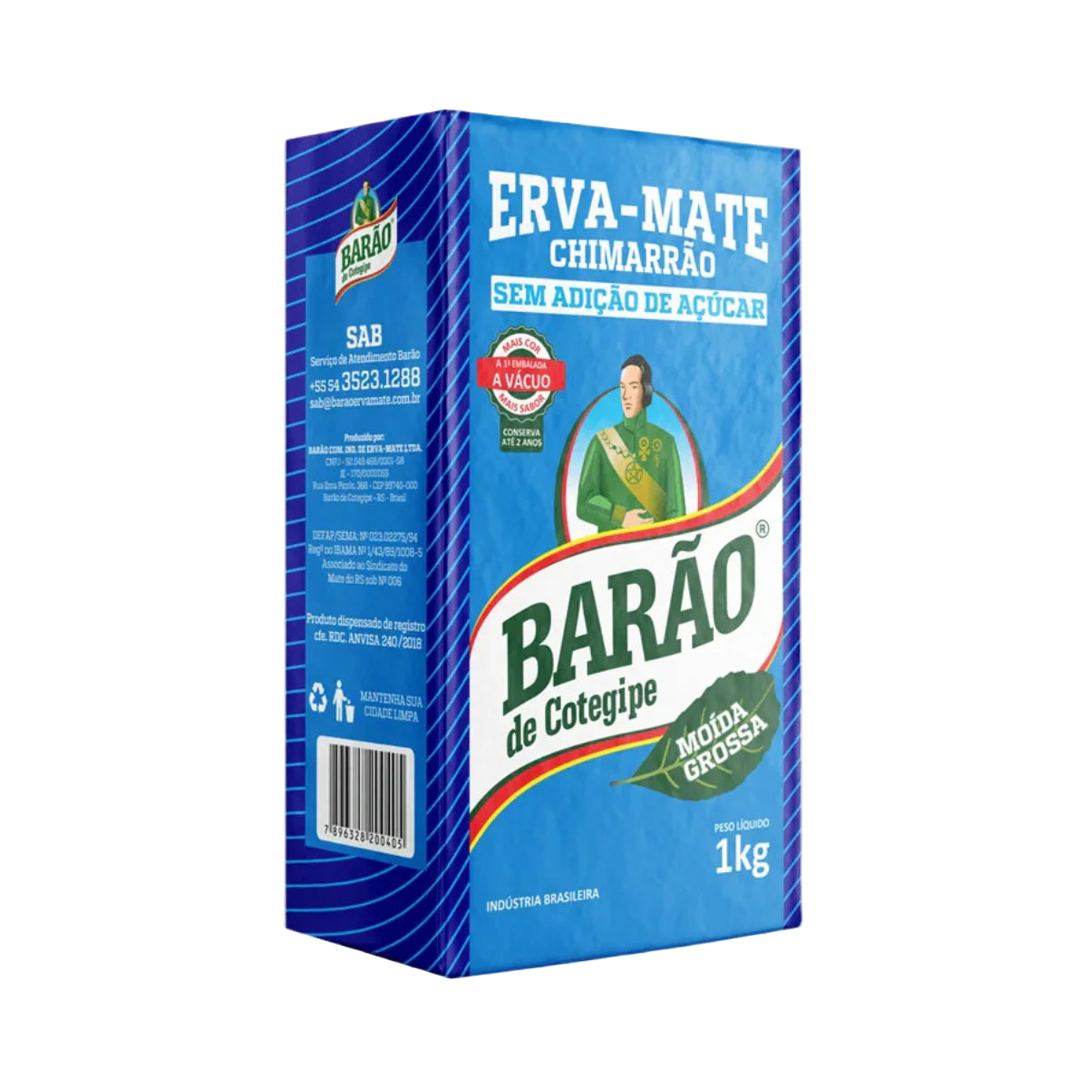 Blue packaging of Barão de Cotingueira with brand logo and text on a white background