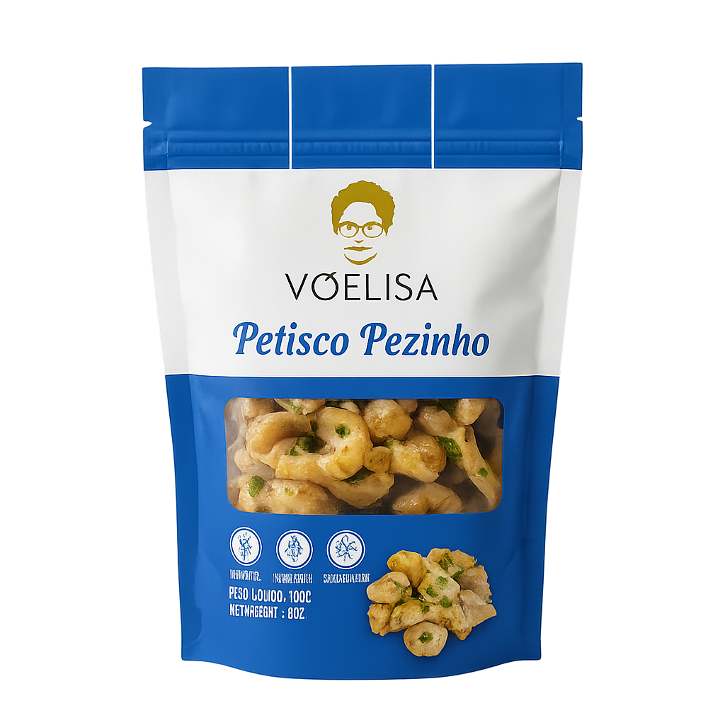 Väelisa Petisco Pezinho snack package with blue and white design