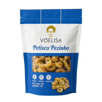 Väelisa Petisco Pezinho snack package with blue and white design
