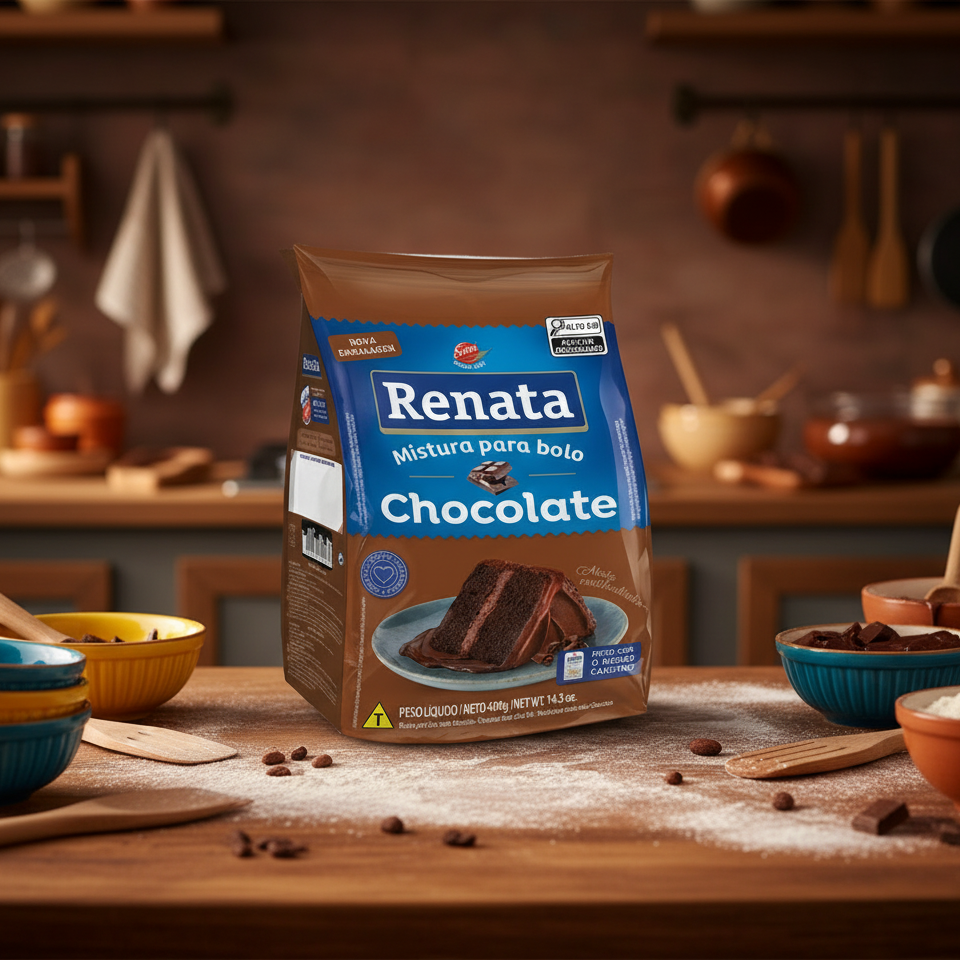 Renata chocolate cake mix packaging on a white background