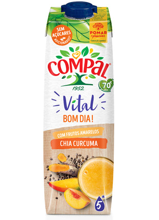 Compal Vital Chia und Kurkuma mit gelben Früchten Bom Dia – 1L