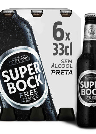 Super Bock Black Non-Alcoholic Beer - 330ml x 6 Units.