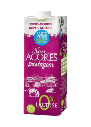 Leite de Pastagem Meio Gordo sem Lactose UHT Nova Açores - 1L