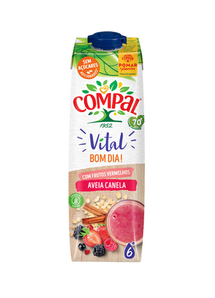 Compal Vital Oats and Cinnamon with Red Fruits Bom Dia - 1L